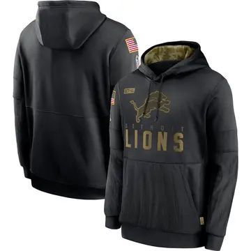 Men's Detroit Lions Black 2020 Salute to Service Sideline Performance Pullover Hoodie