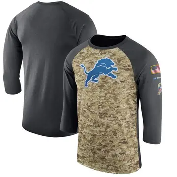 Calvin Johnson Detroit Lions Men's Legend Olive Salute to Service Sideline  Long Sleeve T-Shirt