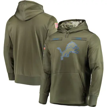 Men's Detroit Lions Custom Black 2020 Salute to Service Sideline  Performance Pullover Hoodie 