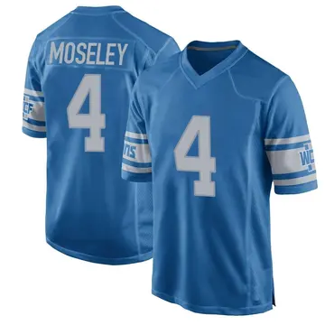 Men's Emmanuel Moseley Detroit Lions Game Blue Throwback Vapor Untouchable Jersey