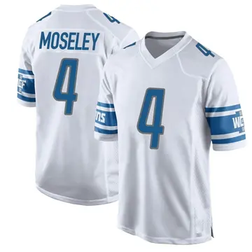 Men's Emmanuel Moseley Detroit Lions Game White Jersey