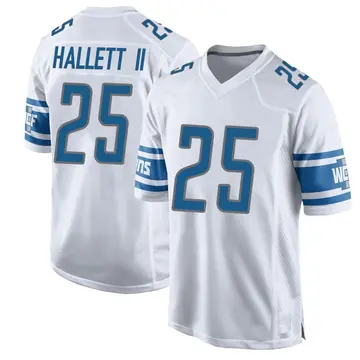 Men's Erick Hallett II Detroit Lions Game White Jersey