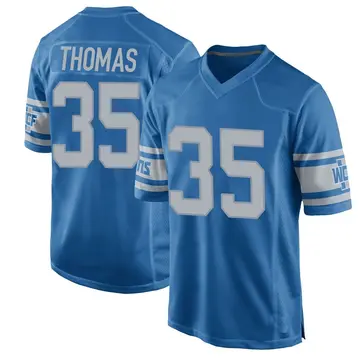 Men's Isaiah Thomas Detroit Lions Game Blue Throwback Vapor Untouchable Jersey