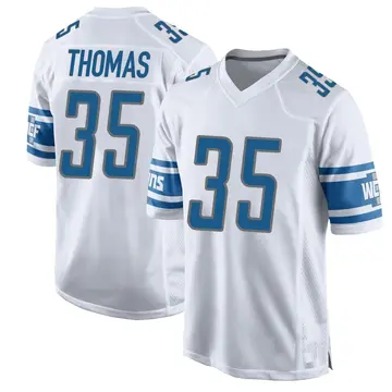 Men's Isaiah Thomas Detroit Lions Game White Jersey