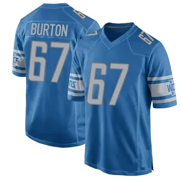 Men's Jake Burton Detroit Lions Game Blue Team Color Jersey