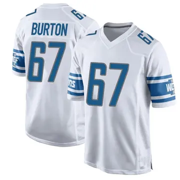 Men's Jake Burton Detroit Lions Game White Jersey