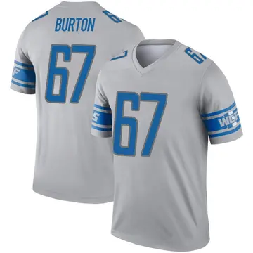 Men's Jake Burton Detroit Lions Legend Gray Inverted Jersey