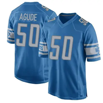 Men's Mitchell Agude Detroit Lions Game Blue Team Color Jersey