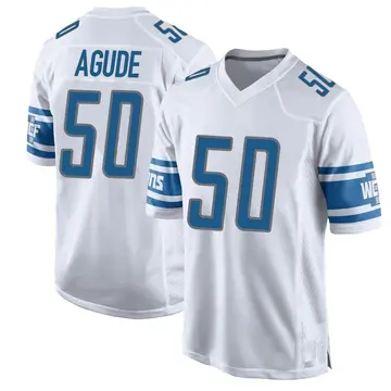 Men's Mitchell Agude Detroit Lions Game White Jersey