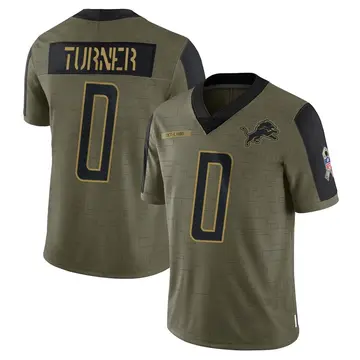 Men's Zeke Turner Detroit Lions Limited Olive 2021 Salute To Service Jersey