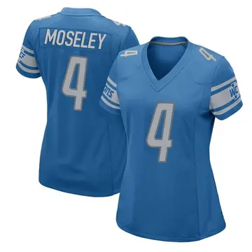 Women's Emmanuel Moseley Detroit Lions Game Blue Team Color Jersey