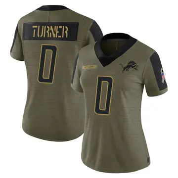 Women's Zeke Turner Detroit Lions Limited Olive 2021 Salute To Service Jersey