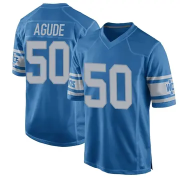 Youth Mitchell Agude Detroit Lions Game Blue Throwback Vapor Untouchable Jersey